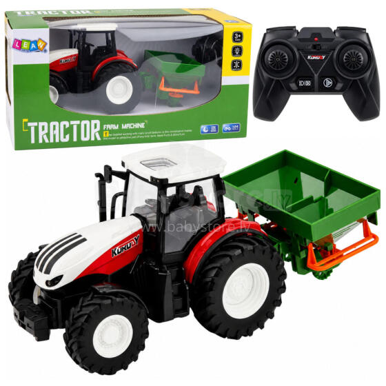 RC Remote Controlled Agricultural Tractor with Seeder Lights Red 1:24