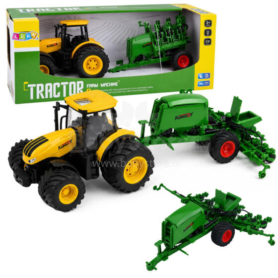 Agricultural Tractor with Seeder and Cultivator Lights Sounds Yellow 1:24