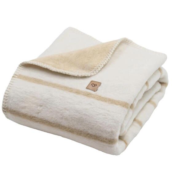 Blanket - ALBA - COTTON - STRIPES - size 75x100  - ECRU /BEIGIE