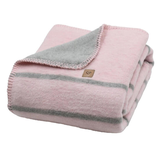 Blanket - ALBA - COTTON - STRIPES - size 75x100  - BABY PINK