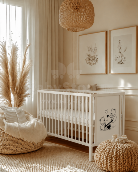 Elf Bed Bloom Art.300021 Bear White Bērnu koka gulta 120x60cm