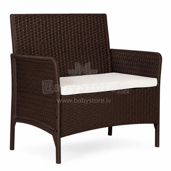 Two-seater garden sofa with cushion, bench for balcony, patio and garden, brown, MultiGarden