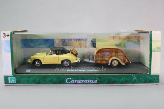 Cararama Voiture Porsche 356B Cabriolet & caravane Art.A 00148 Retro auto ar treileri