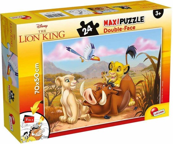 Lisciani Giochi Supermaxi Lion King  Art.74105 Divpusēja puzle-krāsojamā grāmata