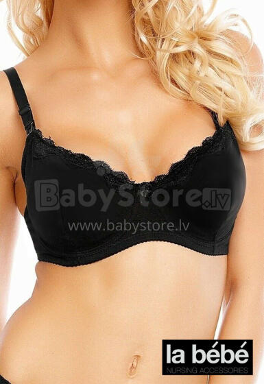 La Bebe™ Boutique Lingerie Basic Cotton Art.31284 Black Nursing bra with removable padded cup and stable breast support