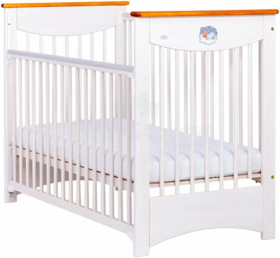 Drewex Laura II Art.3618 White/Teak bērnu gulta ar noņemamu sānu, 120x60cm