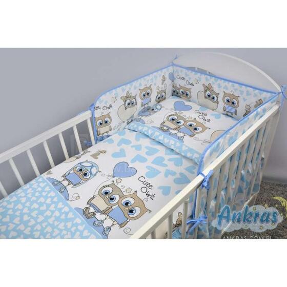 ANKRAS Art.39133 Sowa/Serca Blue Bed bumper 180 cm