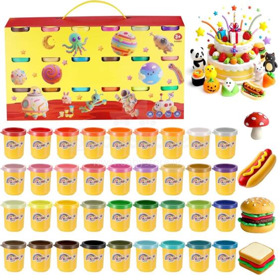 Kidsworld Modelling Dough PlayDoh Art.39332 Plasticine, 50 g with molds, 36 pcs.