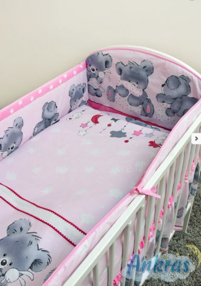 ANKRAS  Бортик-охранка для детской кроватки 180 cm  pink