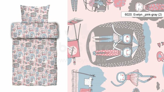Mežroze Girl Art.42104 Pink  Комплект детского постельного белья сатин из 3х частей 105x150