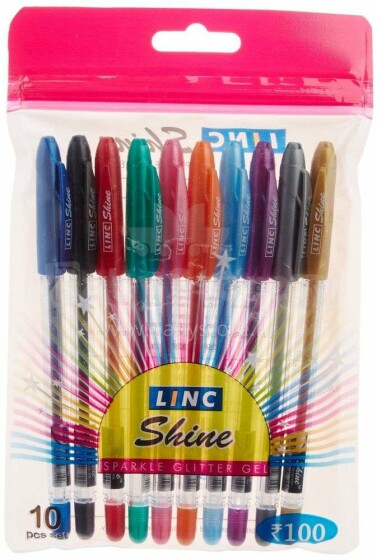 „Linc Pens“ rašiklių rinkinys, 42253 „Linc Shine Gel“ rašiklių rinkinys su 0,7 mm blizgučiais