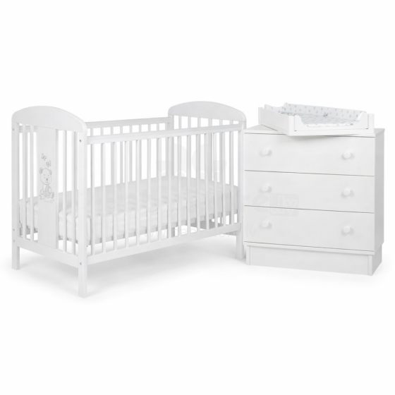 La Bebe™ Bedding Wood Set Tomi Art.43654 White  Komplekts bērnu gultiņa+kumode