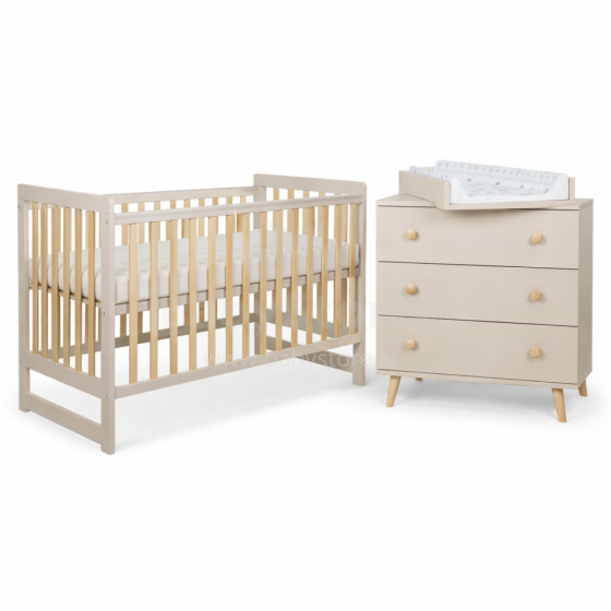 Bebe Basic Bedding Wood Set Tomi Art.43655 Cashmere Komplekts bērnu gultiņa+kumode
