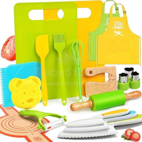 Kitchen Set Art.43732 Montessori Kitchen Tool Set for Toddlers and Kids Toddler Safe Knife Set (25 Pieces)