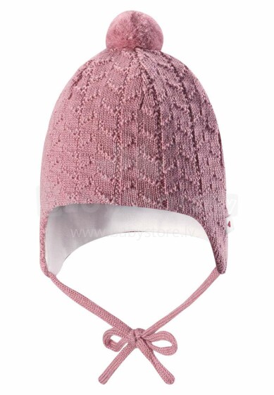 Reima Lintu Art.518385-4320 Детская вязаная шапочка на завязочках из 100% шерсти мериноса (Размеры: 34-42 см)