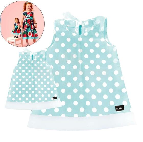 La bebe™ Dress Set Art.45995 Dots Sarafāns 18/24 men.+ lellu sarafans 30 cm
