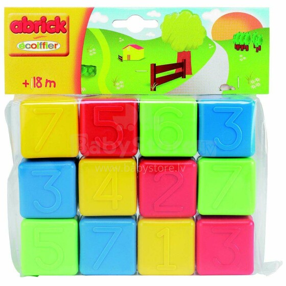 Ecoiffier Blocks Art.8/404S  Развивающие разноцветные кубики 12 шт .