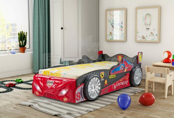 Plastiko Vaper Art.46823 Ergonomiska bērnu gulta - Mašīna ar  matraci 200x90 cm