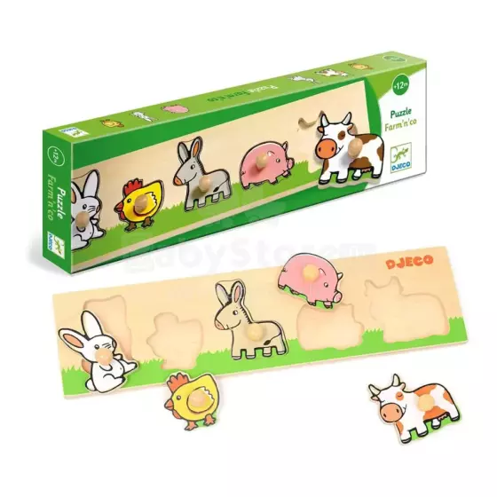 DJECO Wooden Puzzles  Farm'n'co DJ01116