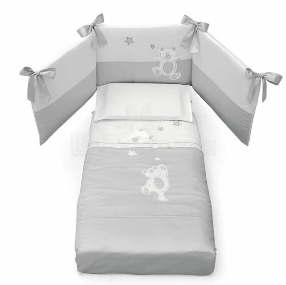 Erbesi Сucu White/Grey Art.49369 Bērnu gultas veļas komplekts 3-daļīgs
