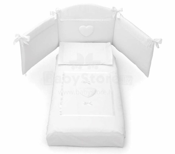 Erbesi Dolce White Art.49379 Комплект изысканного детского постельного белья из 4-х частей
