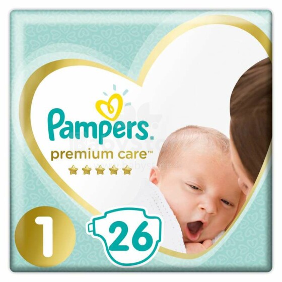 Pampers Premium Care Art.P04G989 Vaikiškos sauskelnės S1 nuo 2-5kg, 26vnt.