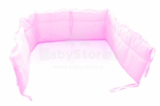 MimiNu Kokvilnas apmalīte bērna gultiņai 360 cm (roza)