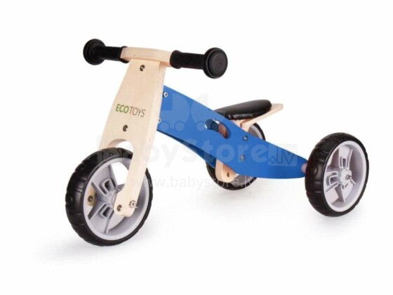 „Eco Toys“ medinis dviratis Art.YM-BB-01 „Blue Balance“ paspirtukas-triratukas viename