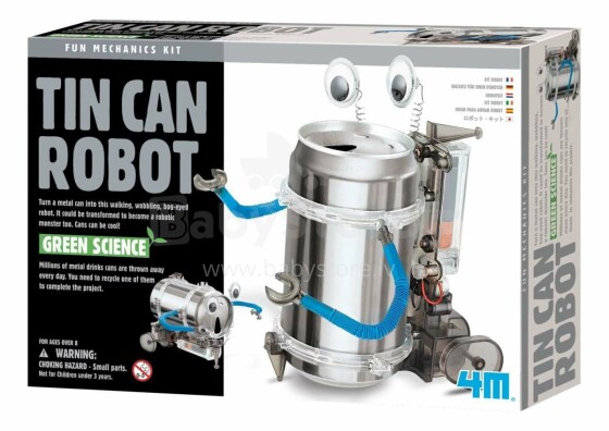 4M  Green Science Tin Can Robot Art.00-03270 Konstruktors Robots
