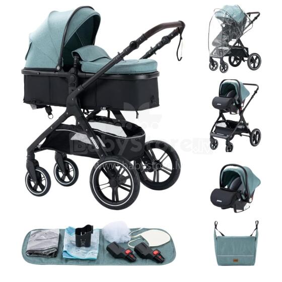Kids Buggy 3 in 1 Art.X1 Green Stroller 3 in 1