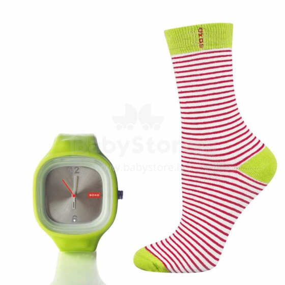SOXO Art.62846 - 5 komplektai Medvilnės stilingos kojinės (36-40 dydis) + laikrodžiai