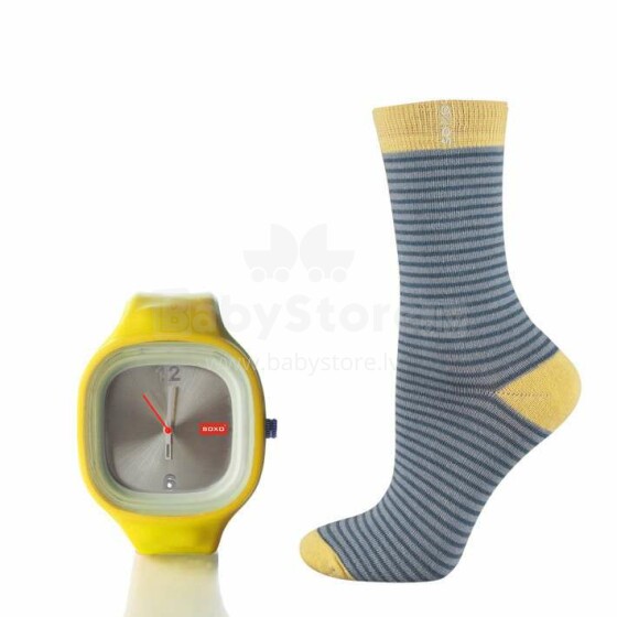 SOXO Art.62846 - 4 komplektai medvilnės stilingos kojinės (36-40 dydis) + laikrodžiai