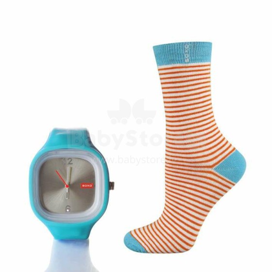 SOXO Art.62846 - 3 komplektai medvilnės stilingos kojinės (36-40 dydis) + laikrodžiai