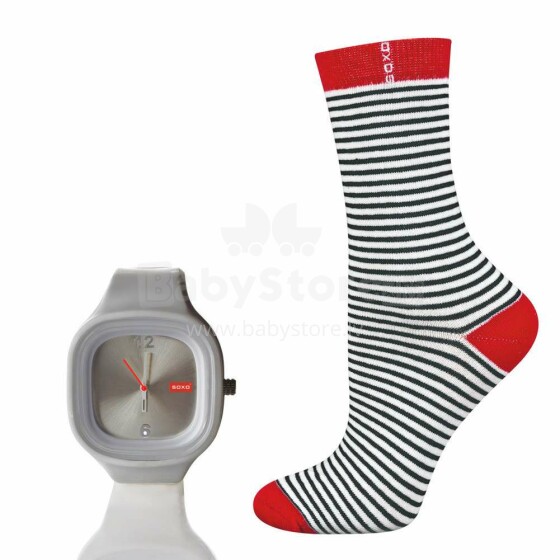 SOXO Art.62846 - 6 rinkiniai Medvilnės stilingos kojinės (36-40 dydis) + laikrodžiai