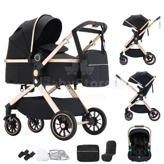 Shineey 3-in-1 Pushchair Buggy Art.U9-X Black  Stroller 3 in1