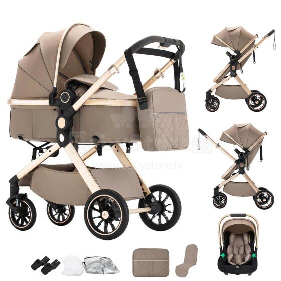 Shineey 3-in-1 Pushchair Buggy Art.U9-X Brown Stroller 3in1