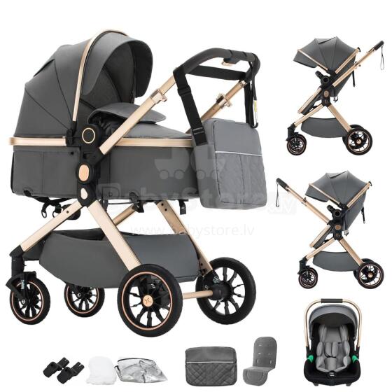 Shineey 3-in-1 Pushchair Buggy Art.U9-X Grey  Stroller 3in1