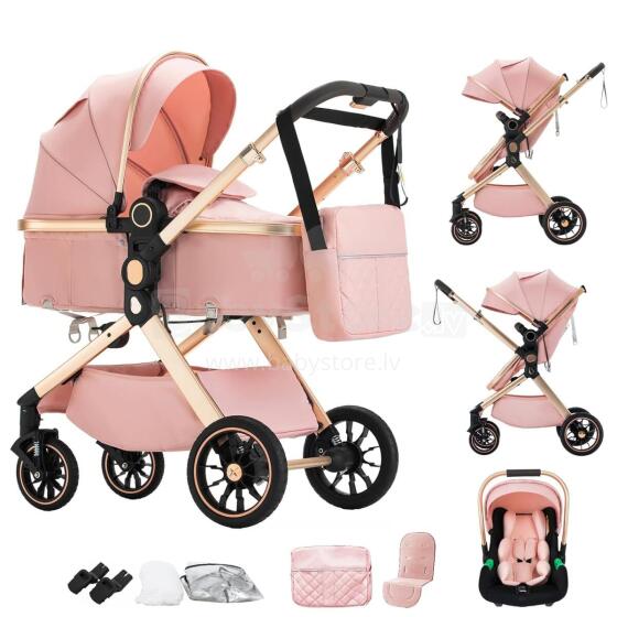 Shineey 3-in-1 Pushchair Buggy Art.U9-X Pink Stroller 3in1