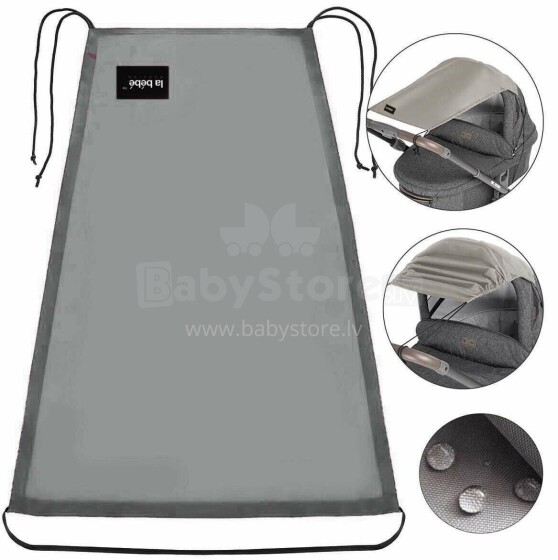 La bebe™ Visor Art.64360 Gray Universālais saules sargs (aizsargs) bērnu ratiem un autokrēsliem +DĀVANĀ funkcionālā somiņa no ūdens atgrūdošā auduma