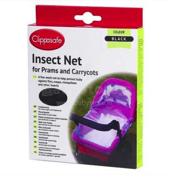 Clippasafe Art.CLI 190/2  BLACK Multifunctional mosquito net for baby strollers, bugies, beds