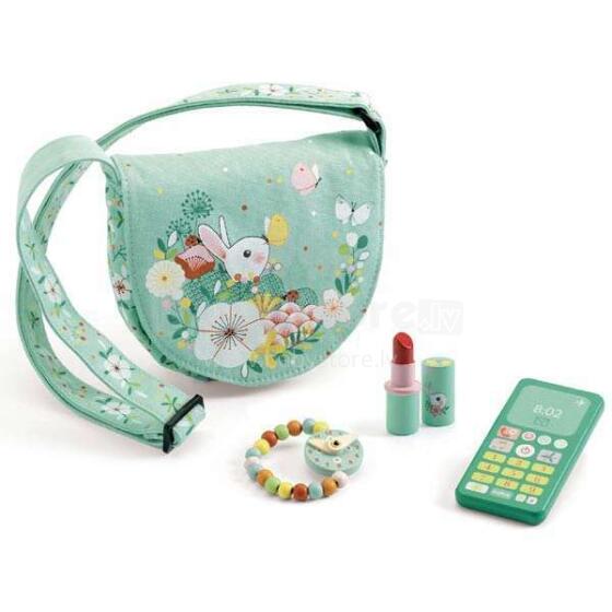 Djeco Art.DJ06685 Textile bag Bunny with wooden accessories.
