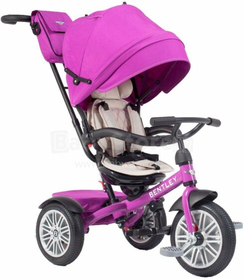 Nakko Bentley Art.66010 Pink  Детский трехколесный интерактивный велосипед c надувными колёсами, ручкой управления и крышей