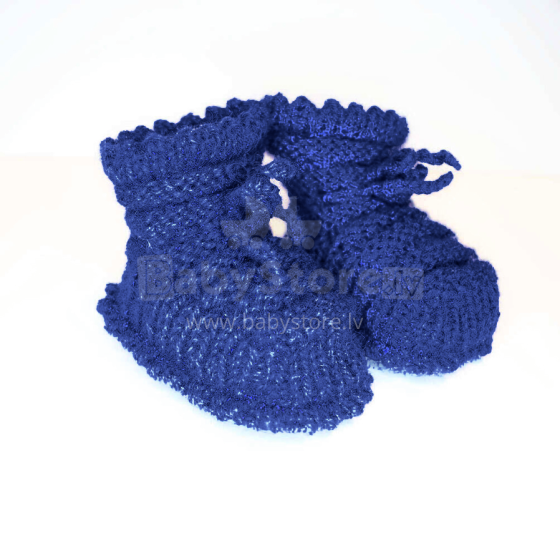 La Bebe™ Lambswool Hand Made Booties Art.66031 Blue Натуральные пинетки/носочки для новорожденного из натуральной шерсти