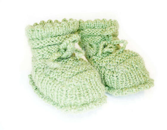 La Bebe™ Lambswool Hand Made Booties Art.70838 Green Baby booties