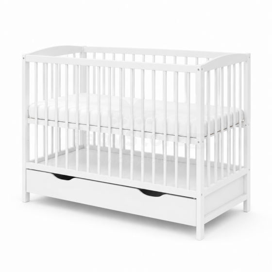 Elf Bed Arco Drawer Art.73281 White Детская деревянная кроватка с выдвижным ящиком 120x60см