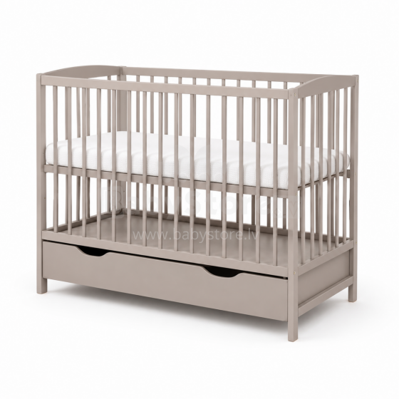 Elf Bed Arco Drawer Art.73282 Taupe  Детская деревянная кроватка с выдвижным ящиком 120x60см