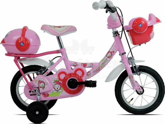 Carratt Parrot Art.9700  MTB14 Bimba Pink  Детский двухколесный велосипед с дополнительными колёсиками[made in Italy]