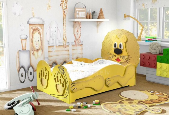 Plastiko Lion Art.74076 Детская стильная кровать-машина с матрасом 200x90cм