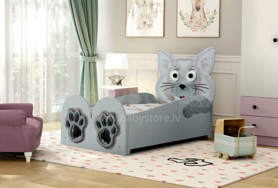 Plastiko Cat Art.74268 Детская стильная кровать-машина с матрасом 200x90cм