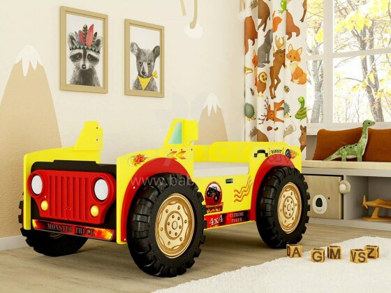 Plastiko Monster Truck Art.74278 Ergonomiška vaikų lova - Automobilis su čiužiniu 190x90 cm